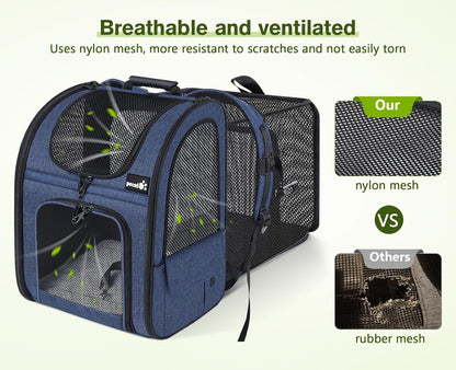 Pet Carrier Backpack, Cat Backpack Carrier, Expandable with Breathable Mesh for Small Dogs Cats, Dog Backpack Bag for Hiking Travel Camping Hold Pets up to 18 Lbs
