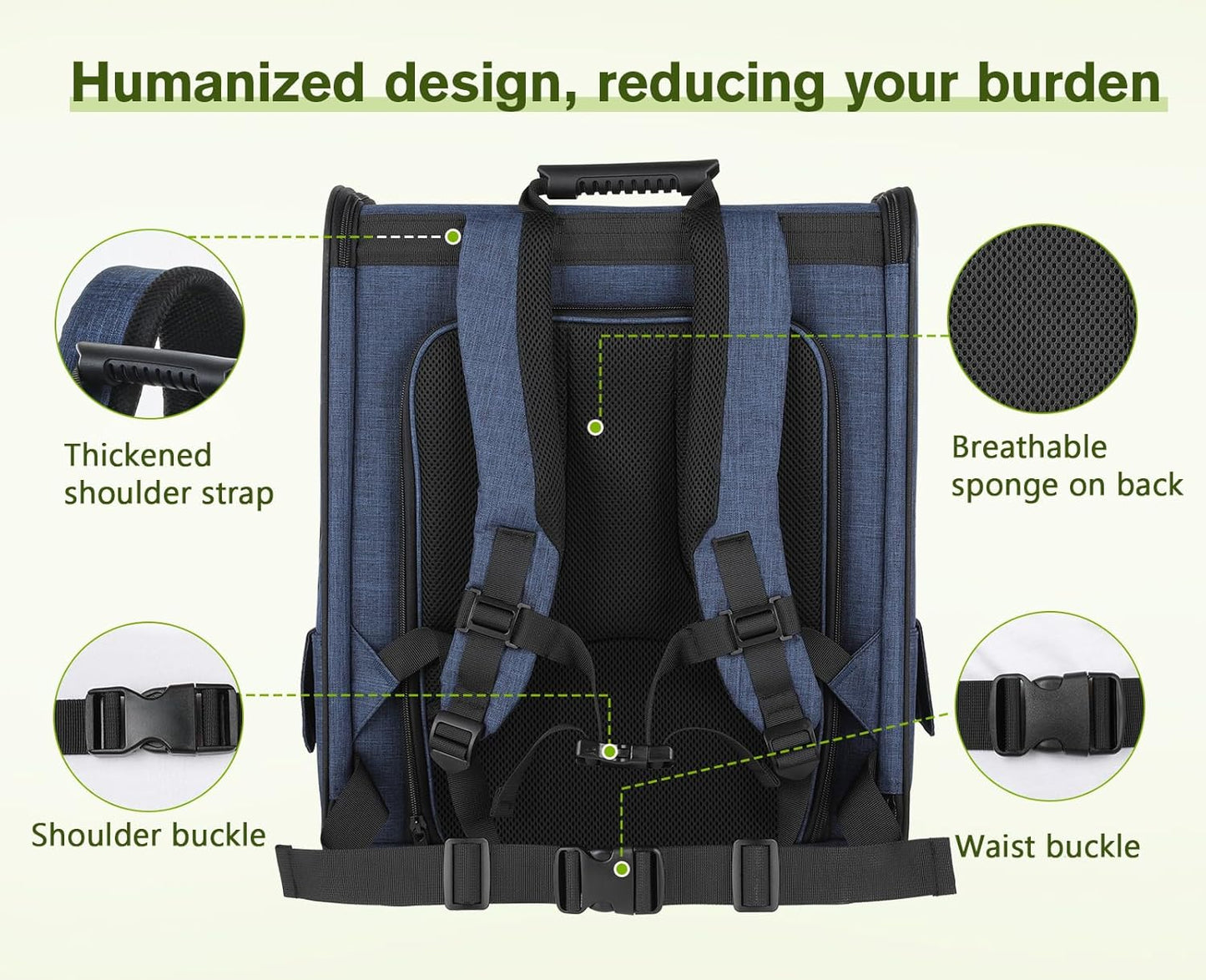 Pet Carrier Backpack, Cat Backpack Carrier, Expandable with Breathable Mesh for Small Dogs Cats, Dog Backpack Bag for Hiking Travel Camping Hold Pets up to 18 Lbs